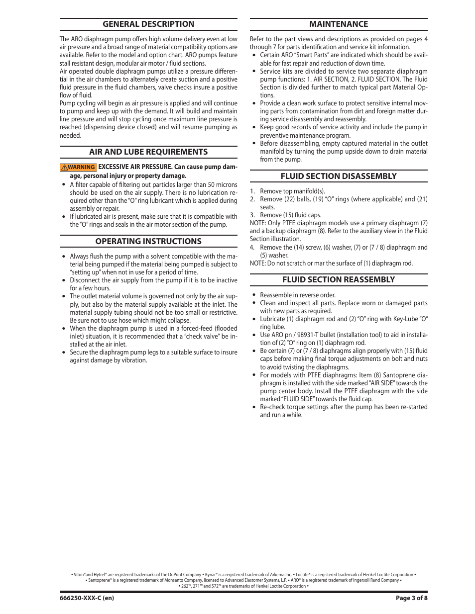 Ingersoll-Rand ARO 666250-XXX-C User Manual | Page 3 / 8