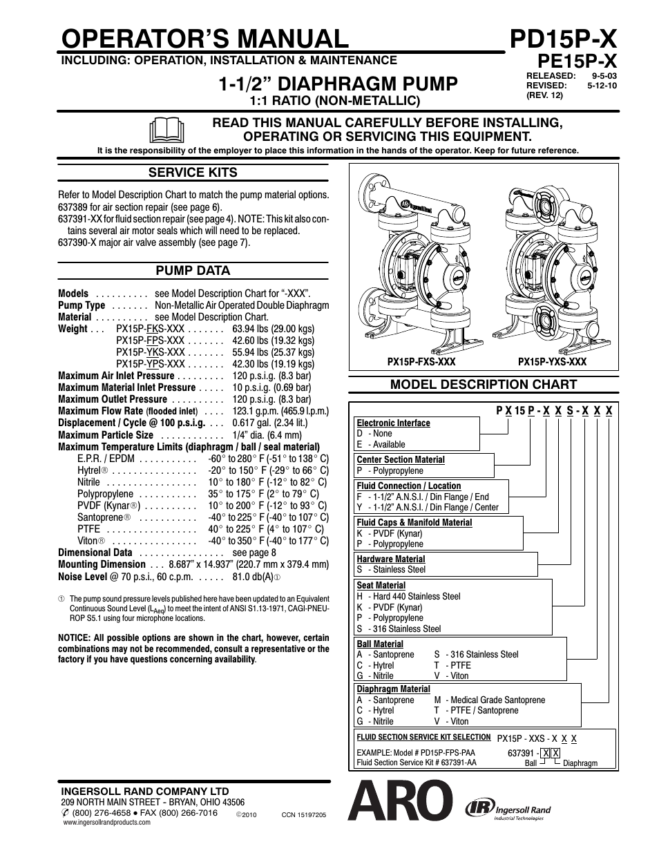 Ingersoll-Rand ARO PD15P-X User Manual | 8 pages