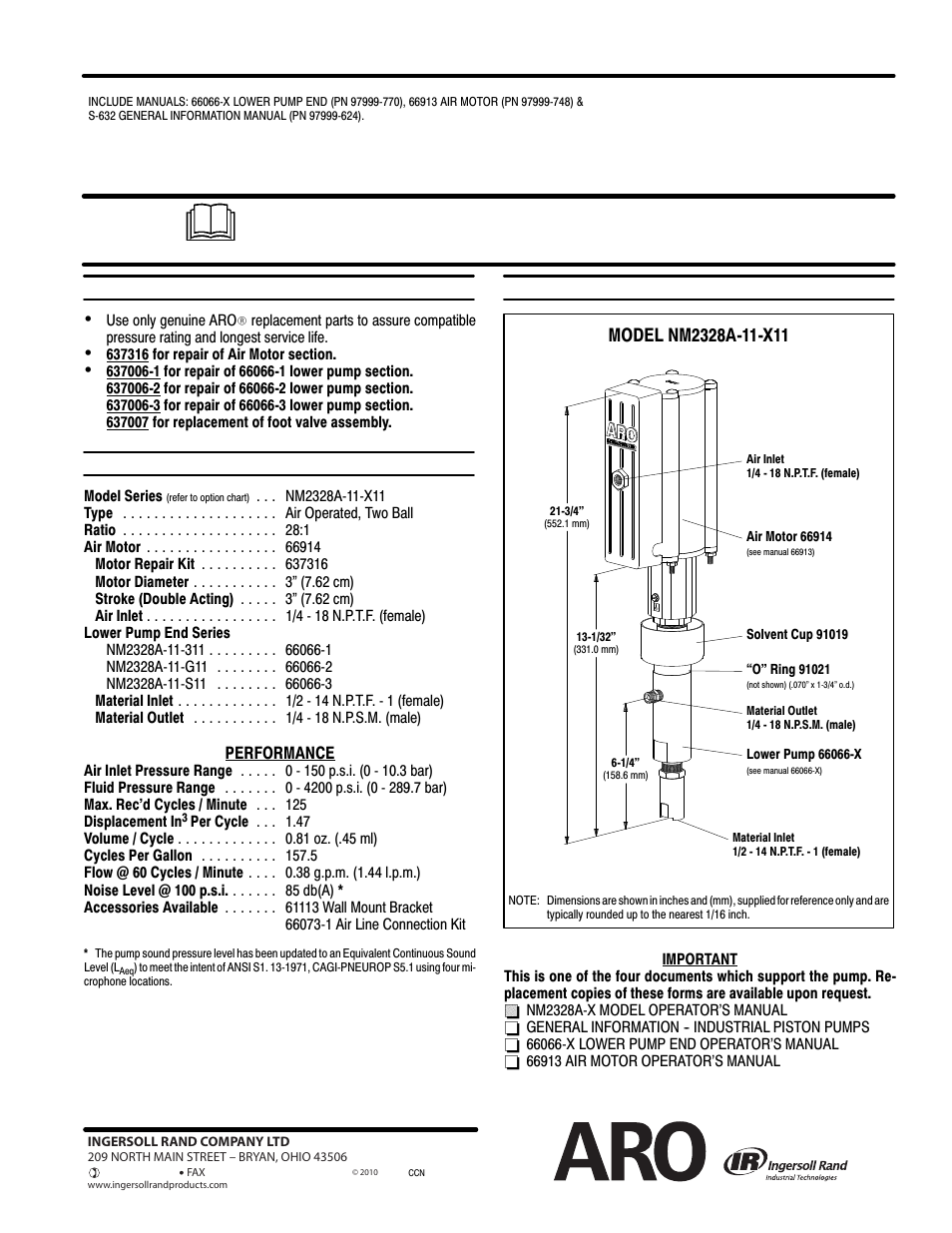 Ingersoll-Rand NM2328A-X User Manual | 2 pages