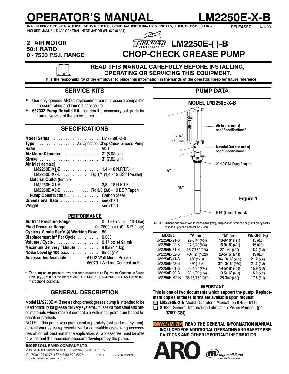 Ingersoll-Rand LM2250E-X-B User Manual | 4 pages