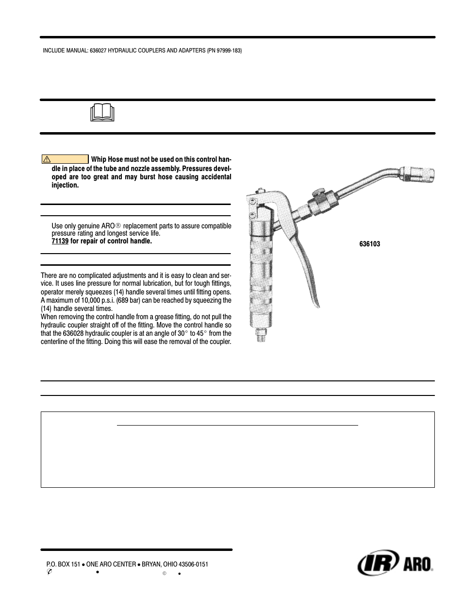 Ingersoll-Rand DU-ALL CONTROL HANDLE 636103 User Manual | 4 pages