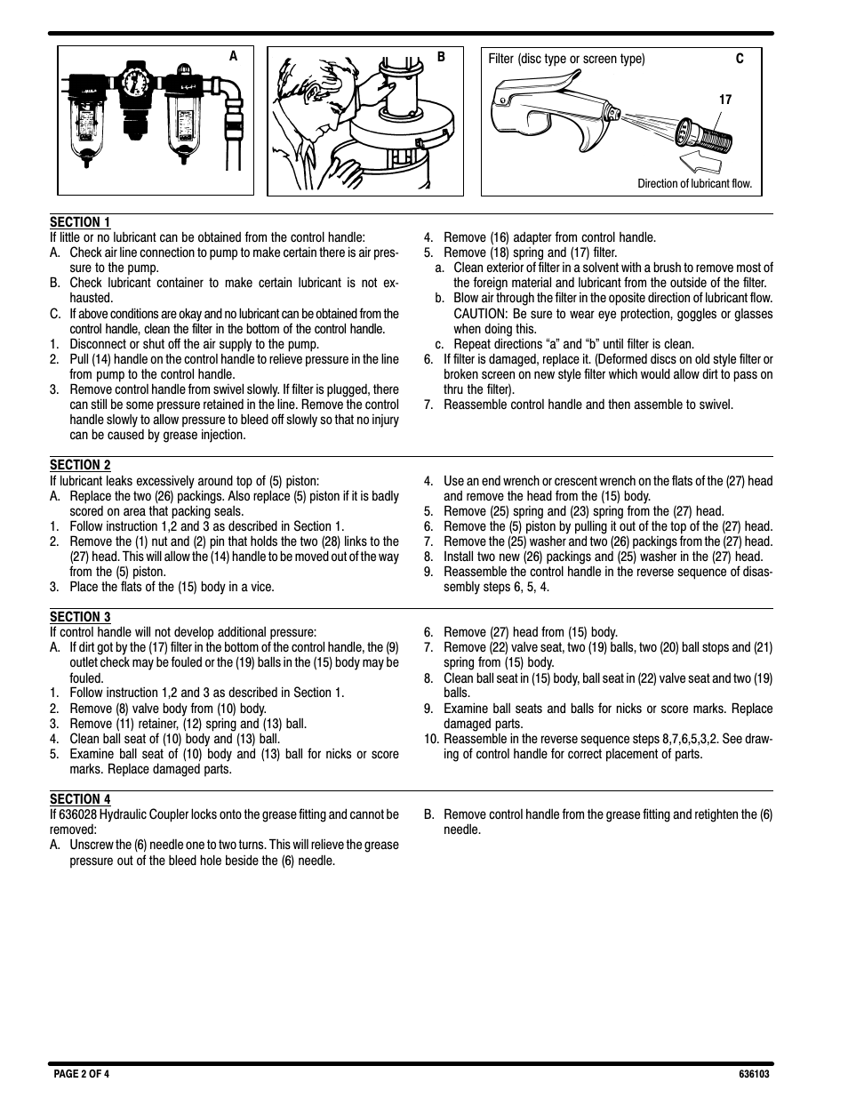 Trouble shooting | Ingersoll-Rand DU-ALL CONTROL HANDLE 636103 User Manual | Page 2 / 4