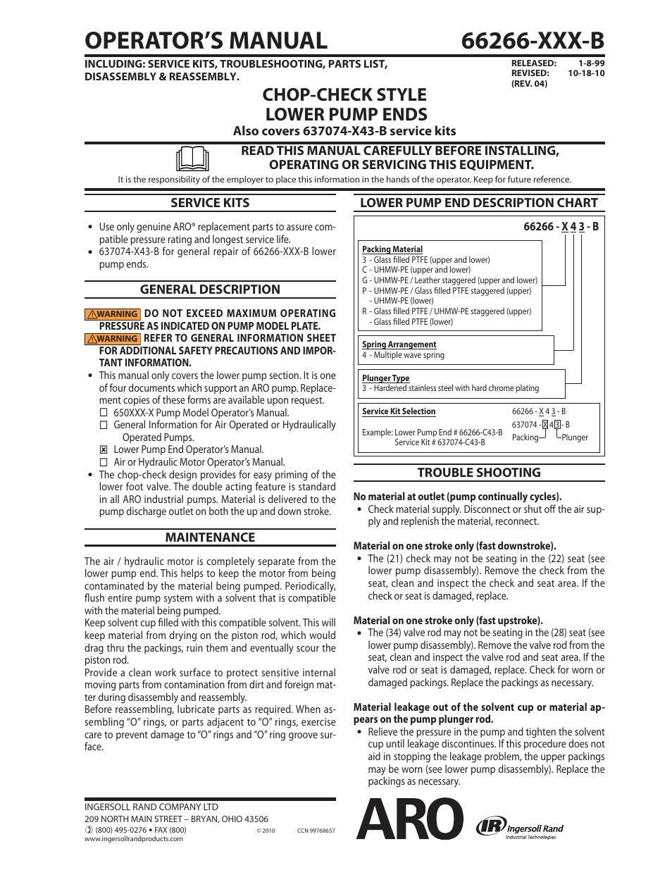 Ingersoll-Rand 66266-XXX-B User Manual | 4 pages