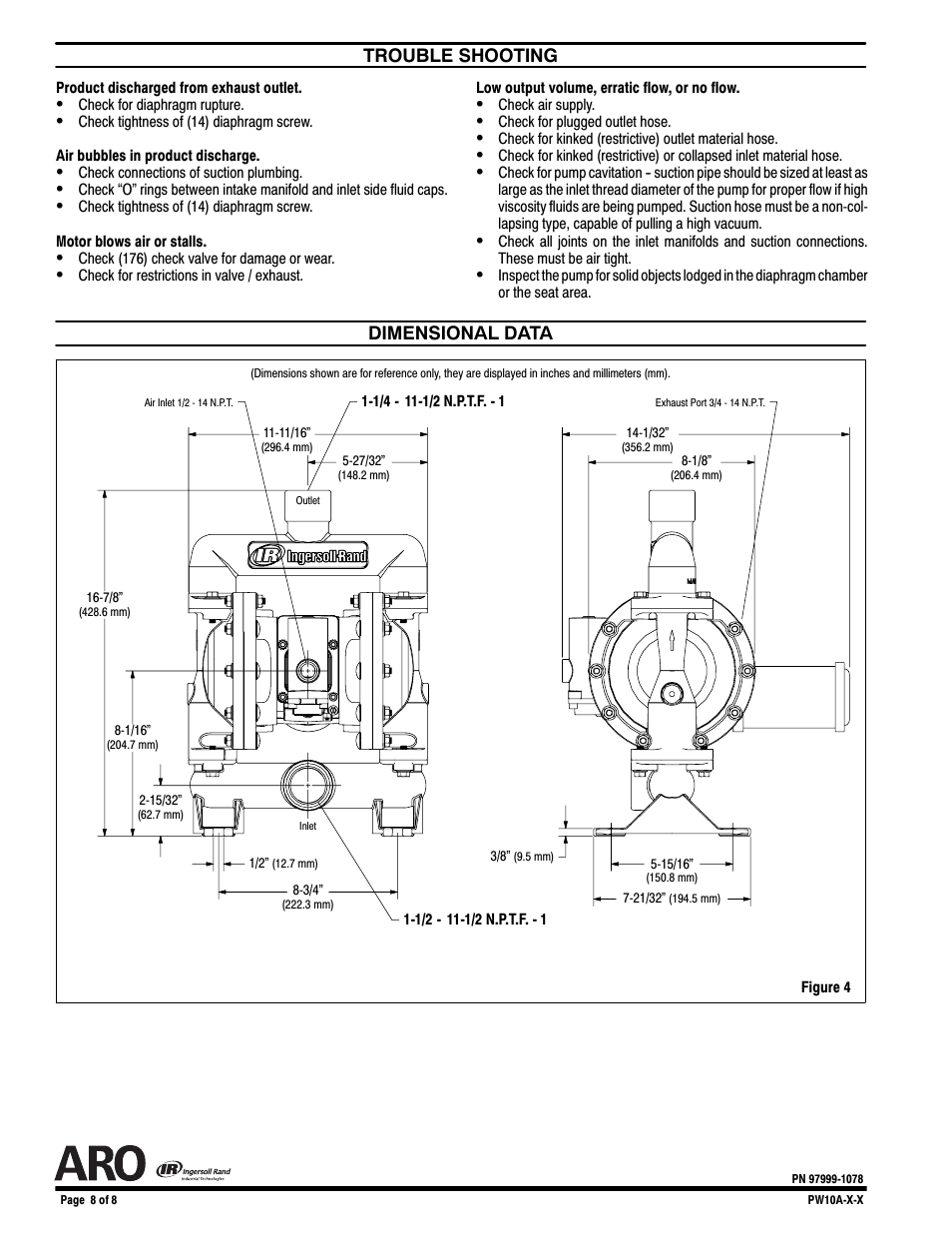 Ingersoll-Rand 1" DIAPHRAGM PUMP PW10A-X-X User Manual | Page 8 / 8