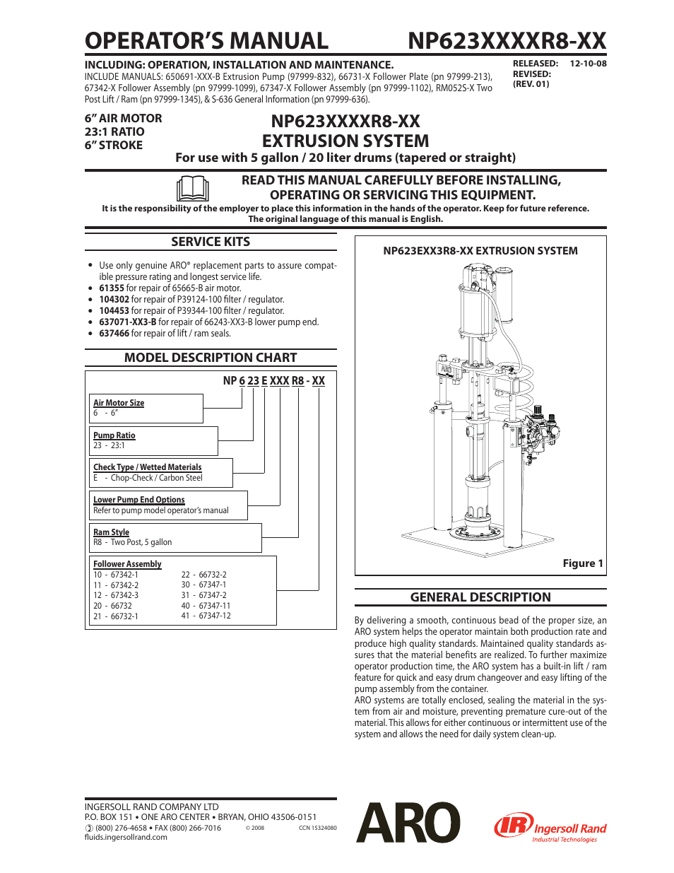 Ingersoll-Rand EXTRUSION PUMP NP623XXXXR8-XX User Manual | 4 pages