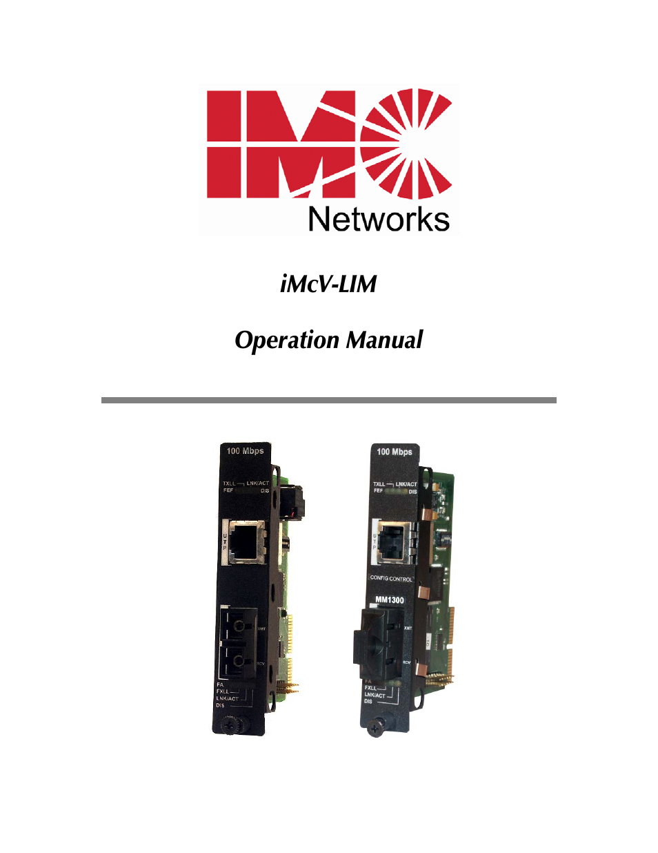 IMC Networks iMcV-LIM User Manual | 20 pages
