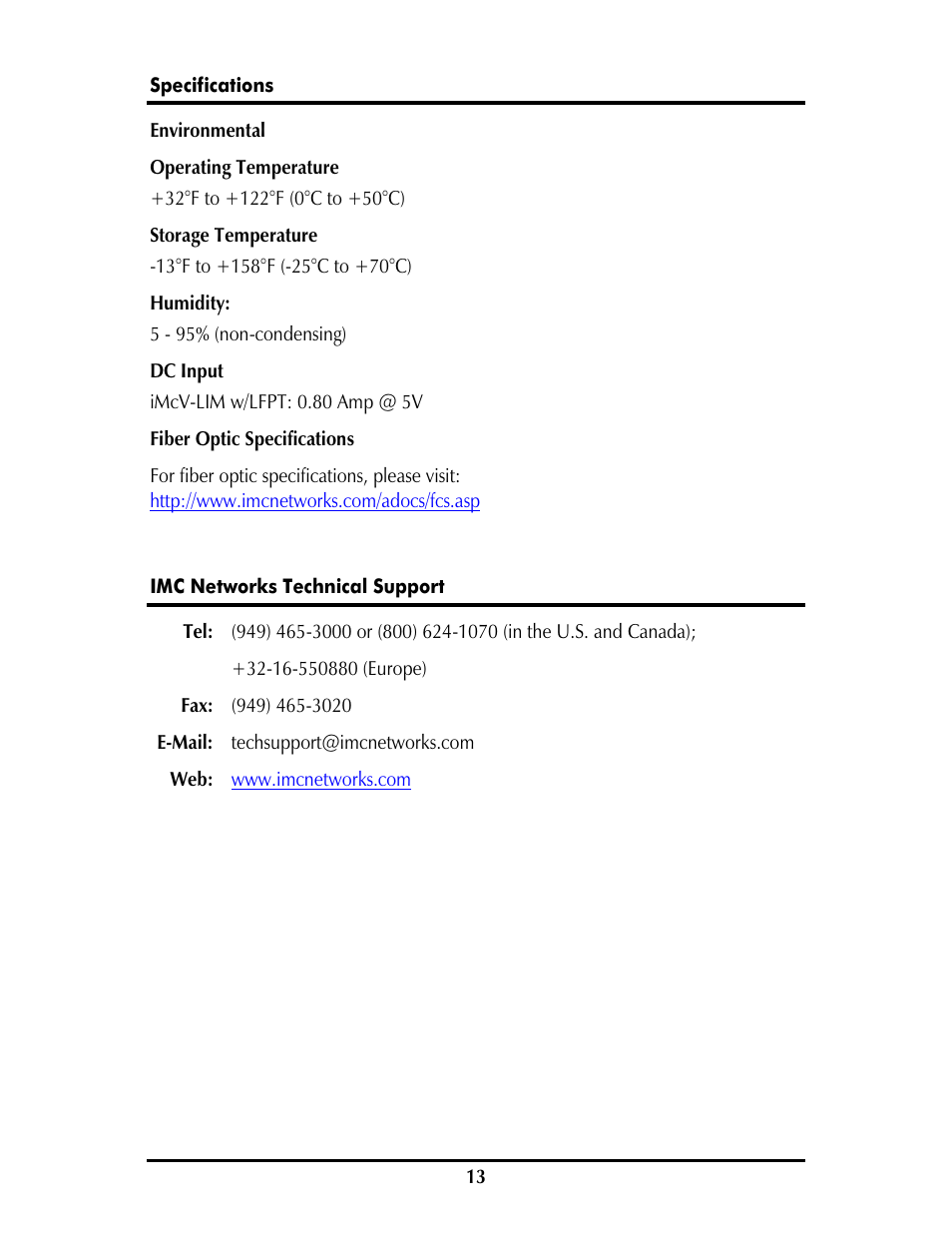 IMC Networks iMcV-LIM User Manual | Page 16 / 20