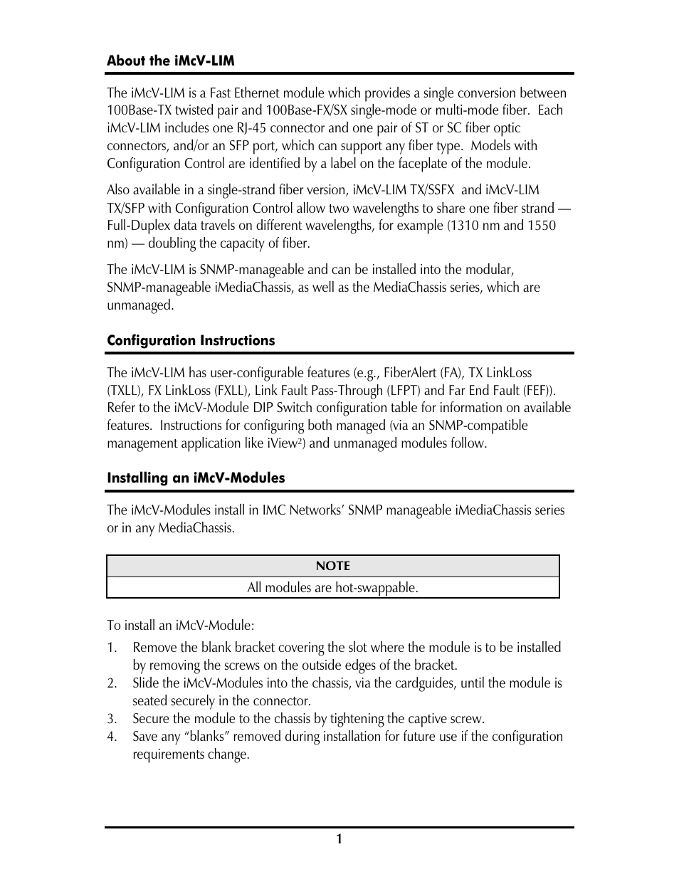 IMC Networks iMcV-LIM User Manual | Page 4 / 20