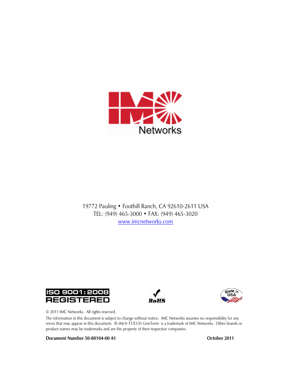 IMC Networks E1 User Manual | Page 24 / 24