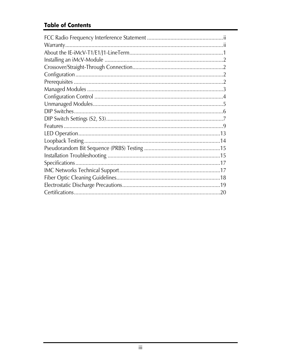 IMC Networks E1 User Manual | Page 3 / 24