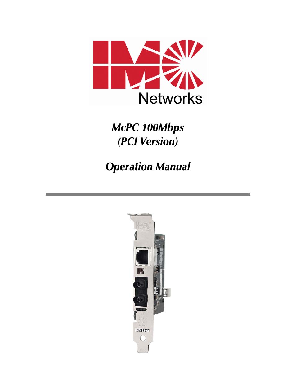 IMC Networks McPC 100 Mbps User Manual | 12 pages