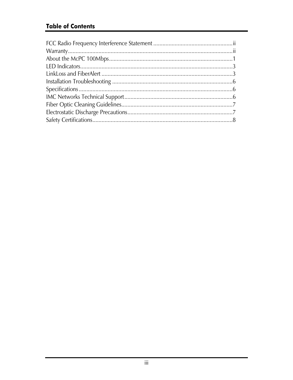 IMC Networks McPC 100 Mbps User Manual | Page 3 / 12