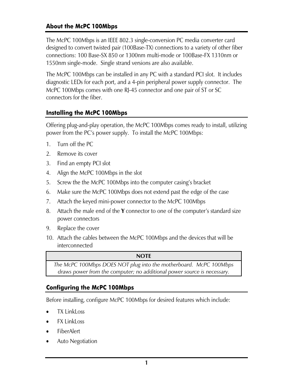 IMC Networks McPC 100 Mbps User Manual | Page 4 / 12