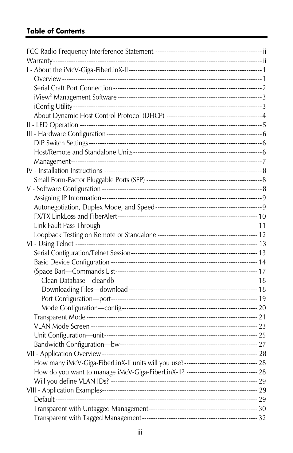 IMC Networks iMcV-Giga-FiberLinX-II User Manual | Page 3 / 60