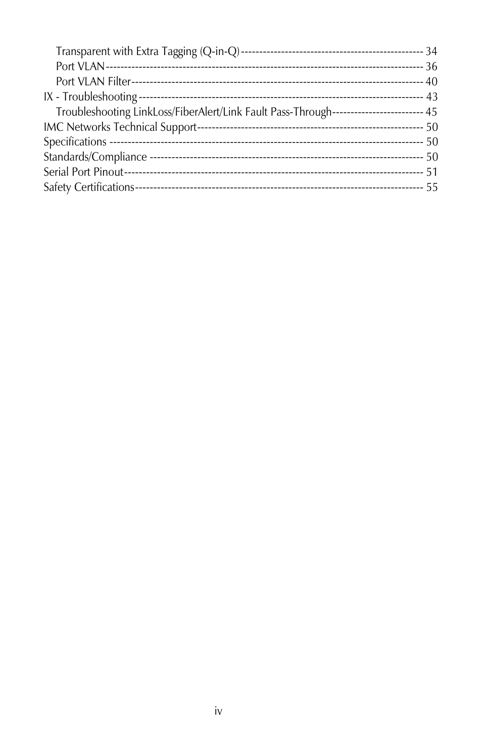 IMC Networks iMcV-Giga-FiberLinX-II User Manual | Page 4 / 60