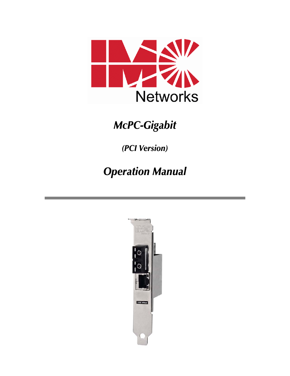 IMC Networks McPc-Gigabit User Manual | 8 pages
