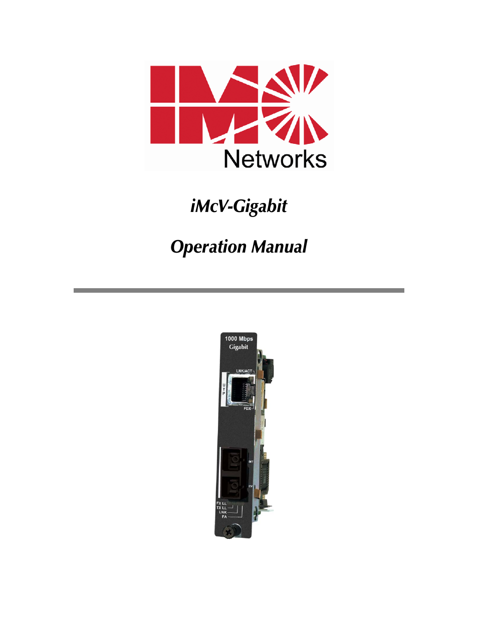 IMC Networks iMcV-Gigabit User Manual | 16 pages