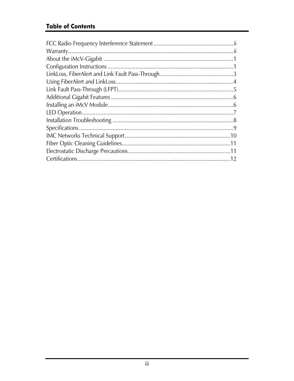 IMC Networks iMcV-Gigabit User Manual | Page 3 / 16