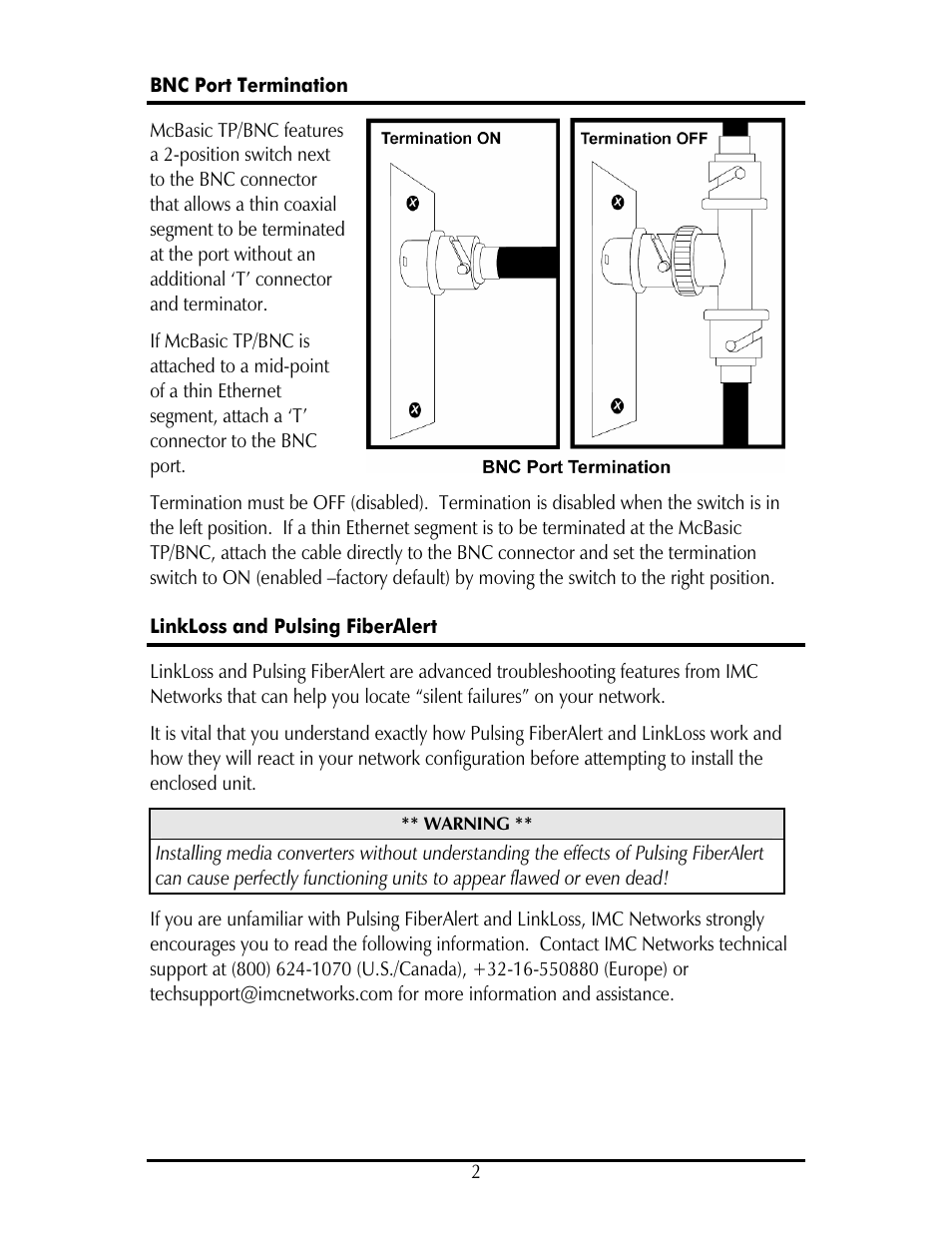 IMC Networks TP/FO & TP/BNC User Manual | Page 6 / 16