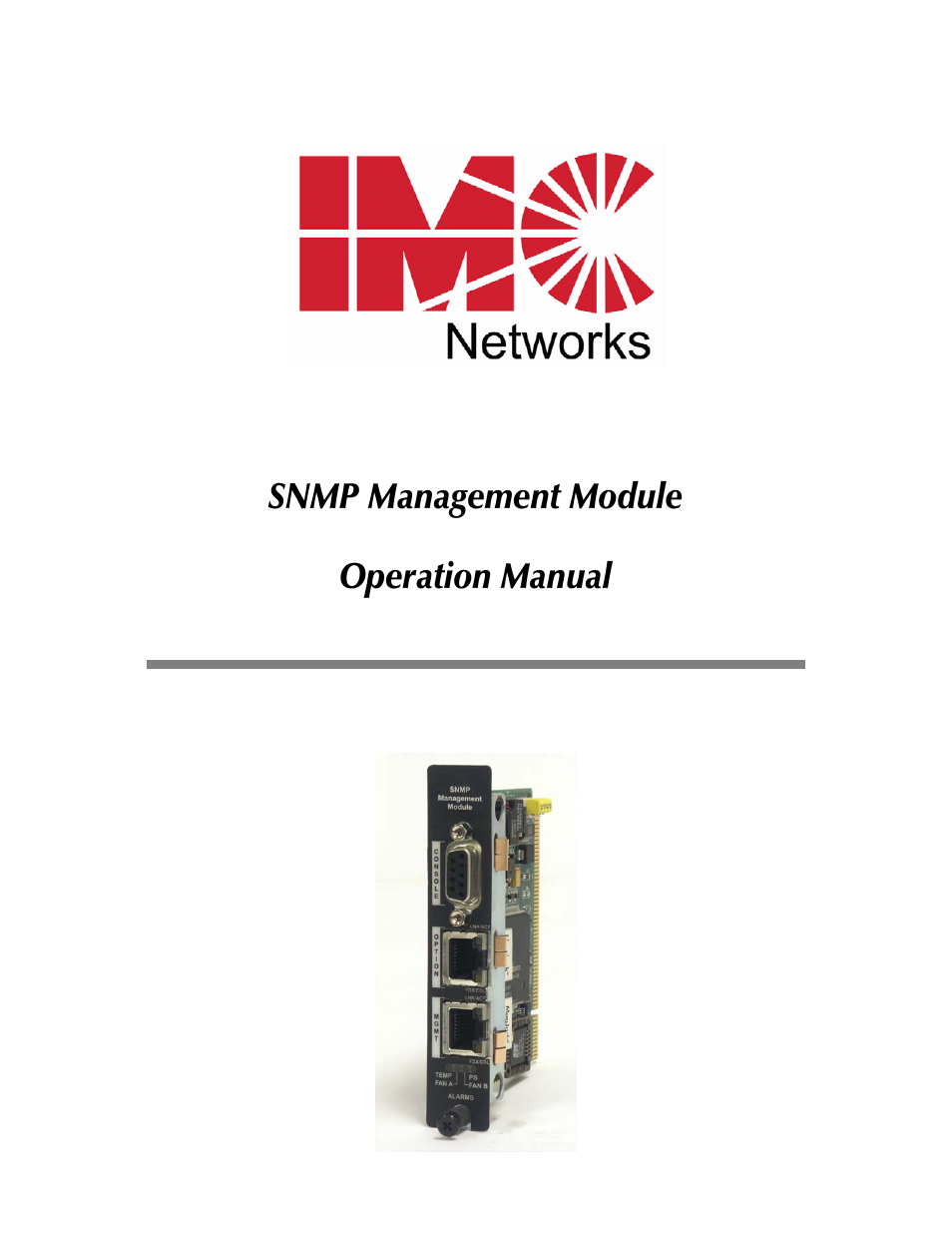 IMC Networks Management Module SNMP User Manual | 24 pages