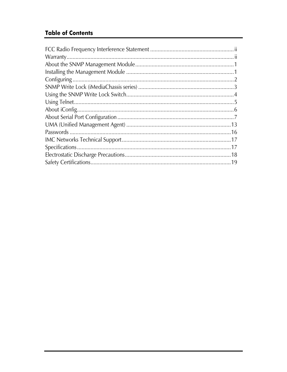 IMC Networks Management Module SNMP User Manual | Page 3 / 24