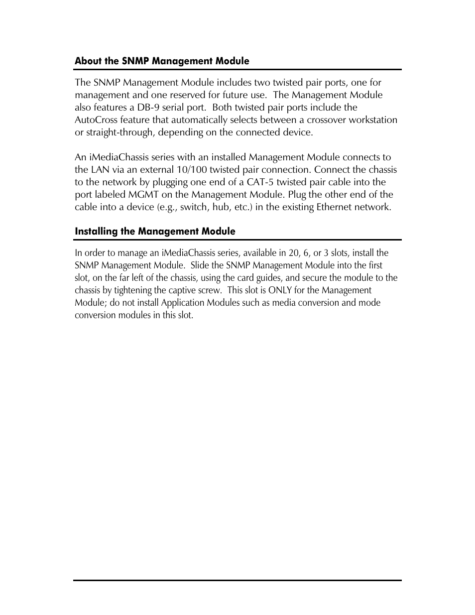 IMC Networks Management Module SNMP User Manual | Page 4 / 24