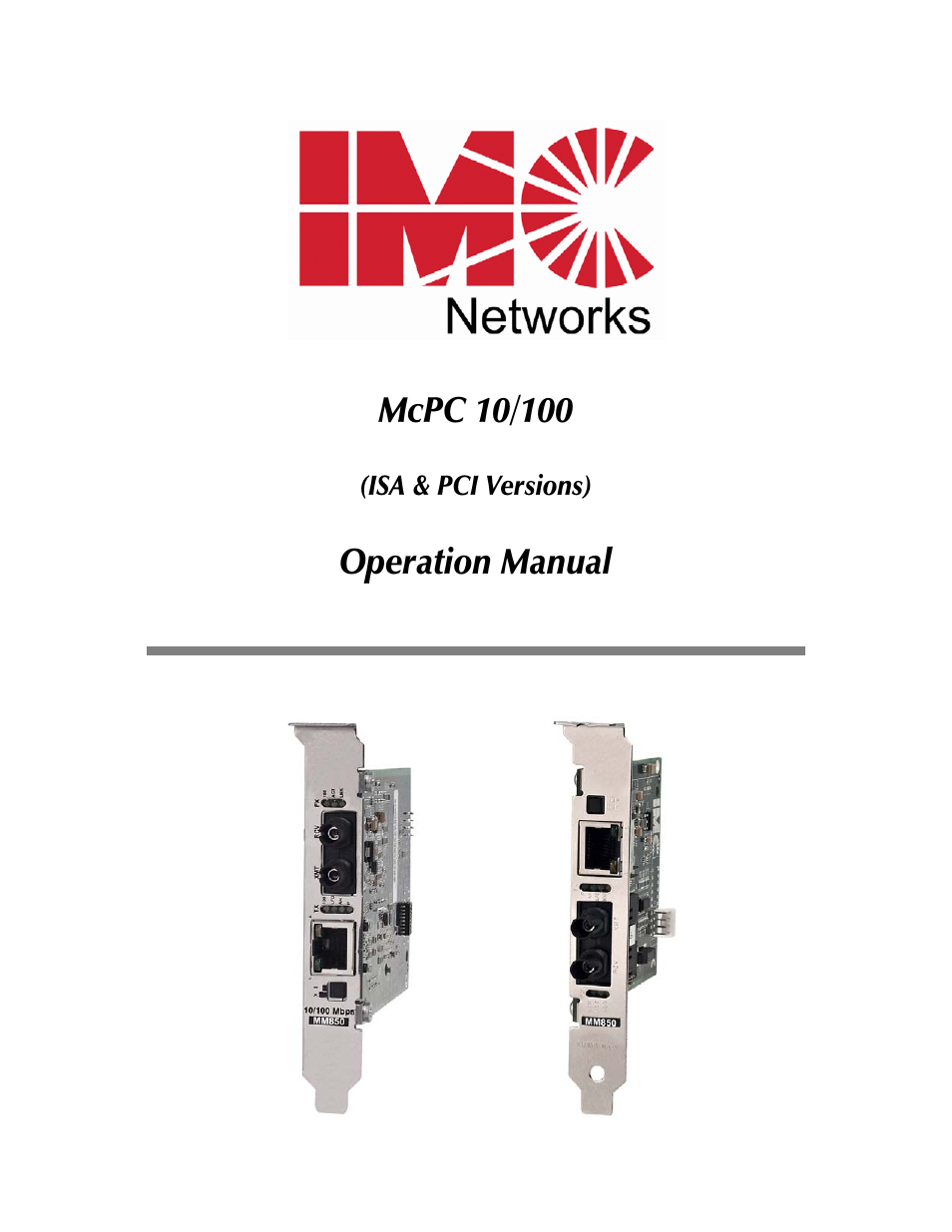 IMC Networks MCPC 10/100 User Manual | 20 pages