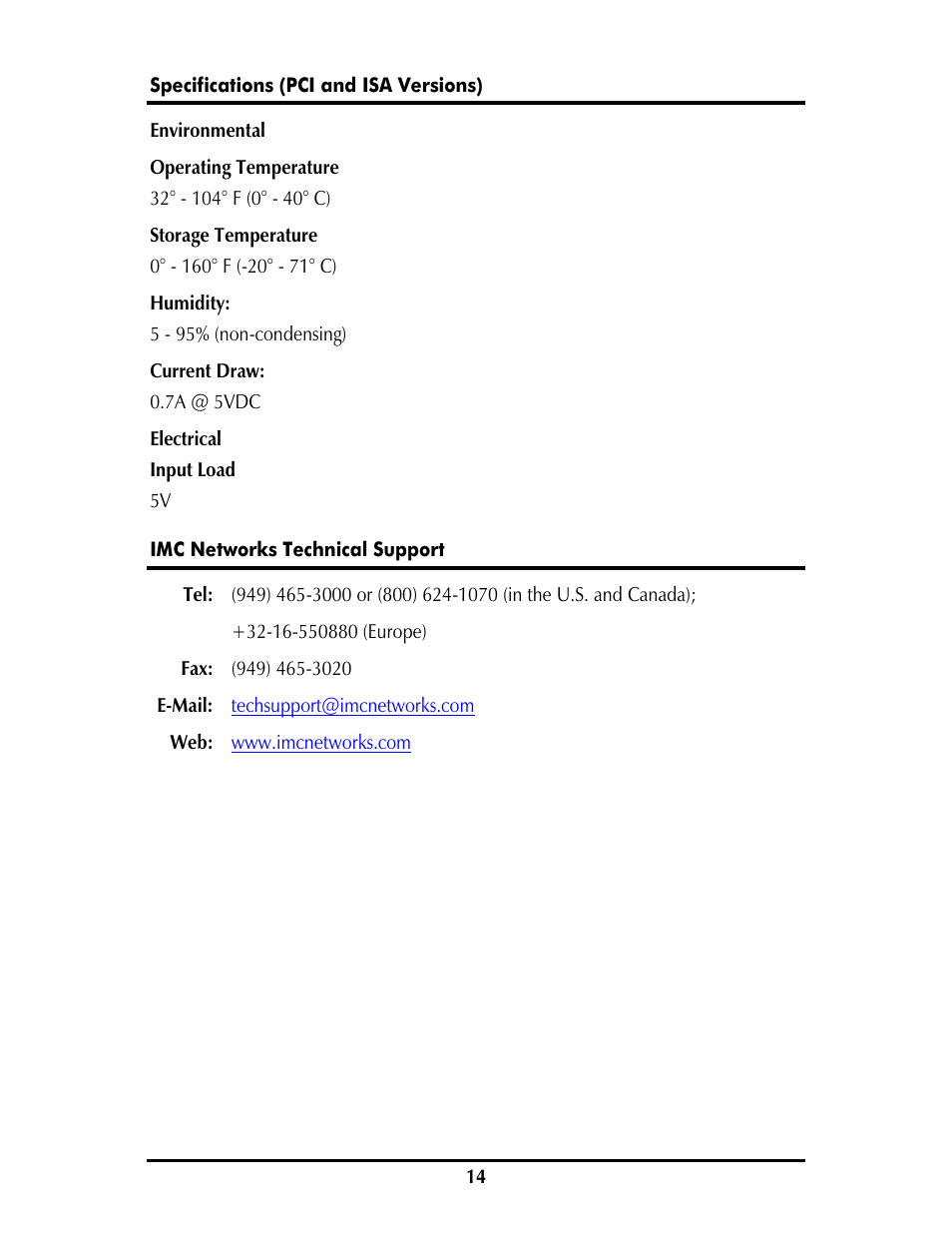 IMC Networks MCPC 10/100 User Manual | Page 17 / 20