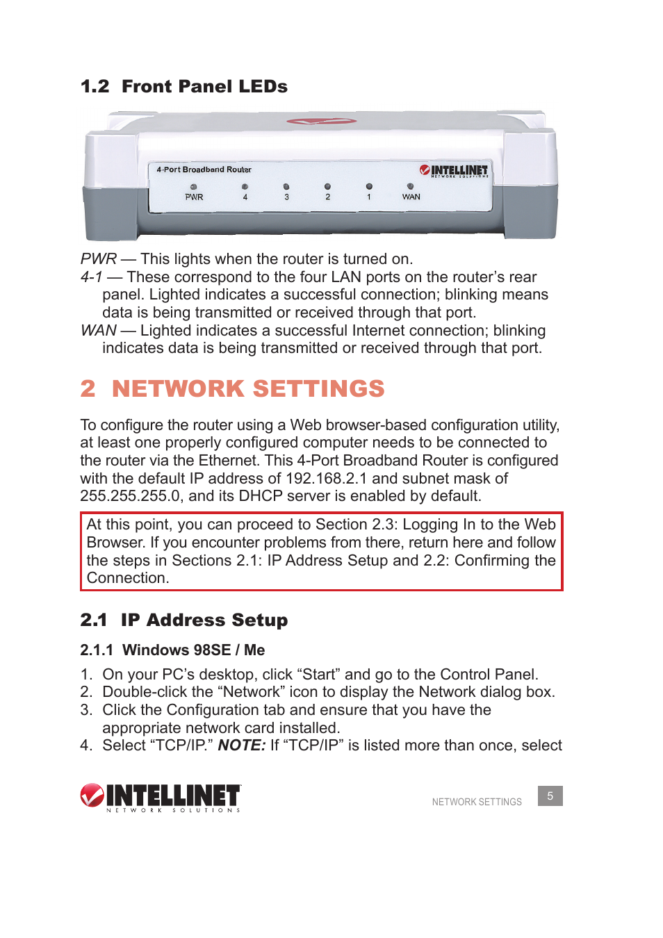 2 network settings | Intellinet Network Solutions 524957 User Manual | Page 5 / 56