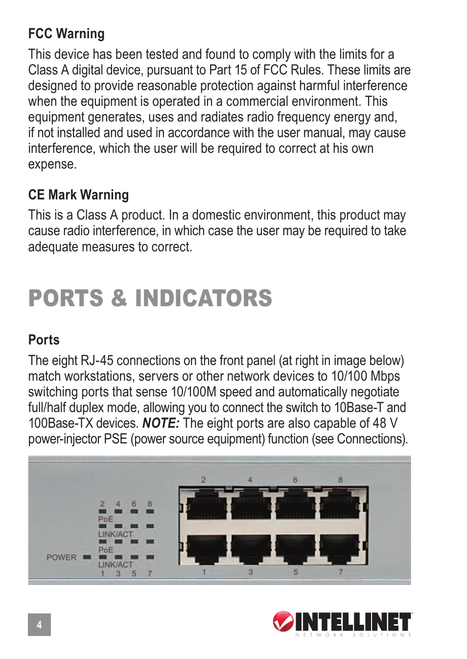 Ports & indicators | Intellinet Network Solutions 503358 User Manual | Page 4 / 8
