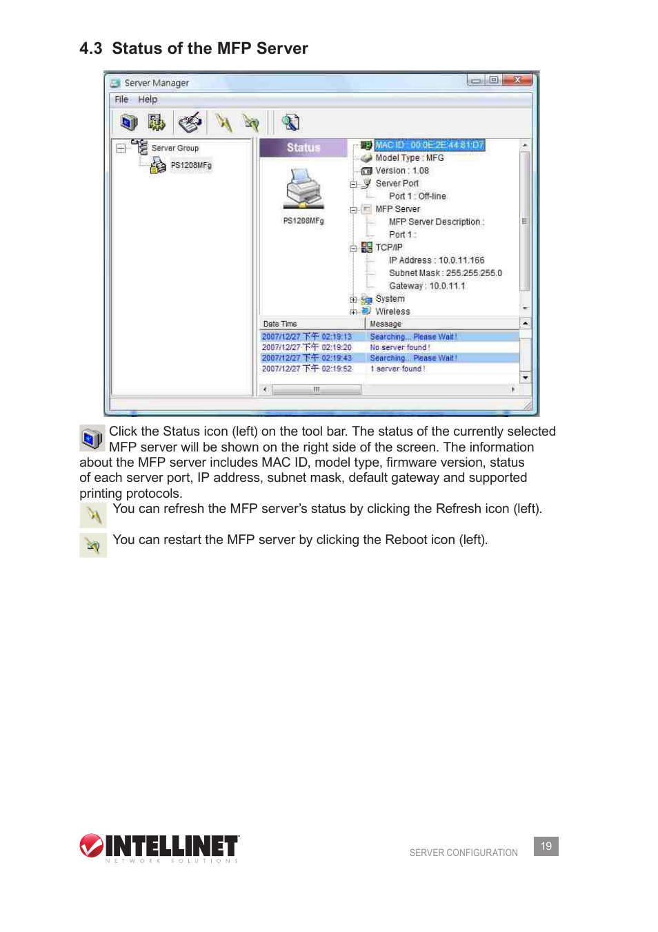 3 status of the mfp server | Intellinet Network Solutions 509077 User Manual | Page 19 / 60