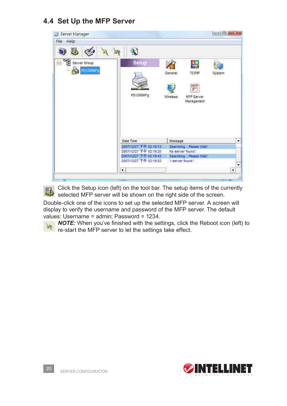 4 set up the mfp server | Intellinet Network Solutions 509077 User Manual | Page 20 / 60