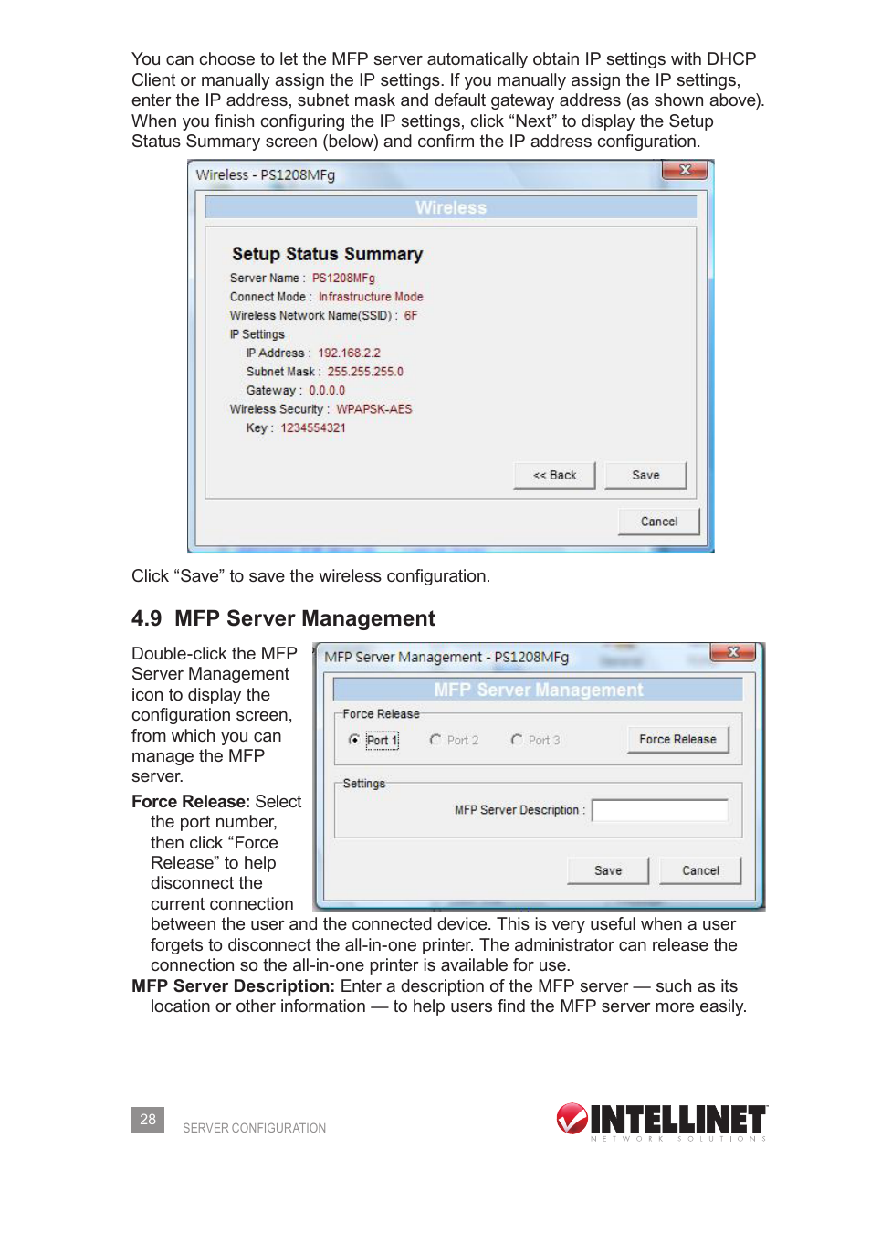 9 mfp server management | Intellinet Network Solutions 509077 User Manual | Page 28 / 60