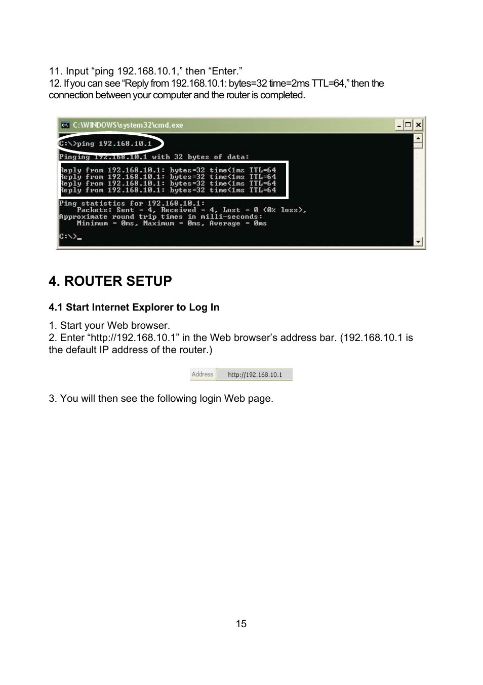 Router setup | Intellinet Network Solutions 523615 User Manual | Page 15 / 60