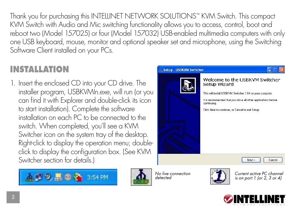 Installation | Intellinet Network Solutions KVM 157025 User Manual | Page 2 / 8