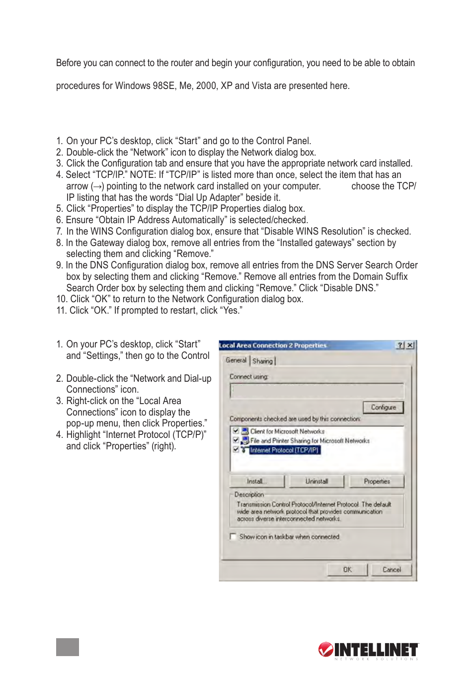 2 network settings, 1 ip address setup | Intellinet Network Solutions 524537 User Manual | Page 6 / 24