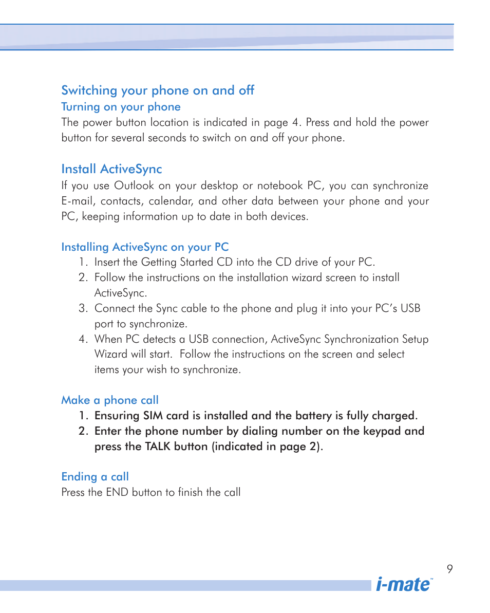I-mate | i-mate SPL User Manual | Page 9 / 14