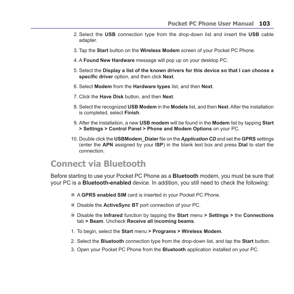 Connect via bluetooth | i-mate PM10A User Manual | Page 103 / 200