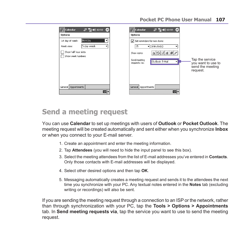 Send a meeting request | i-mate PM10A User Manual | Page 107 / 200