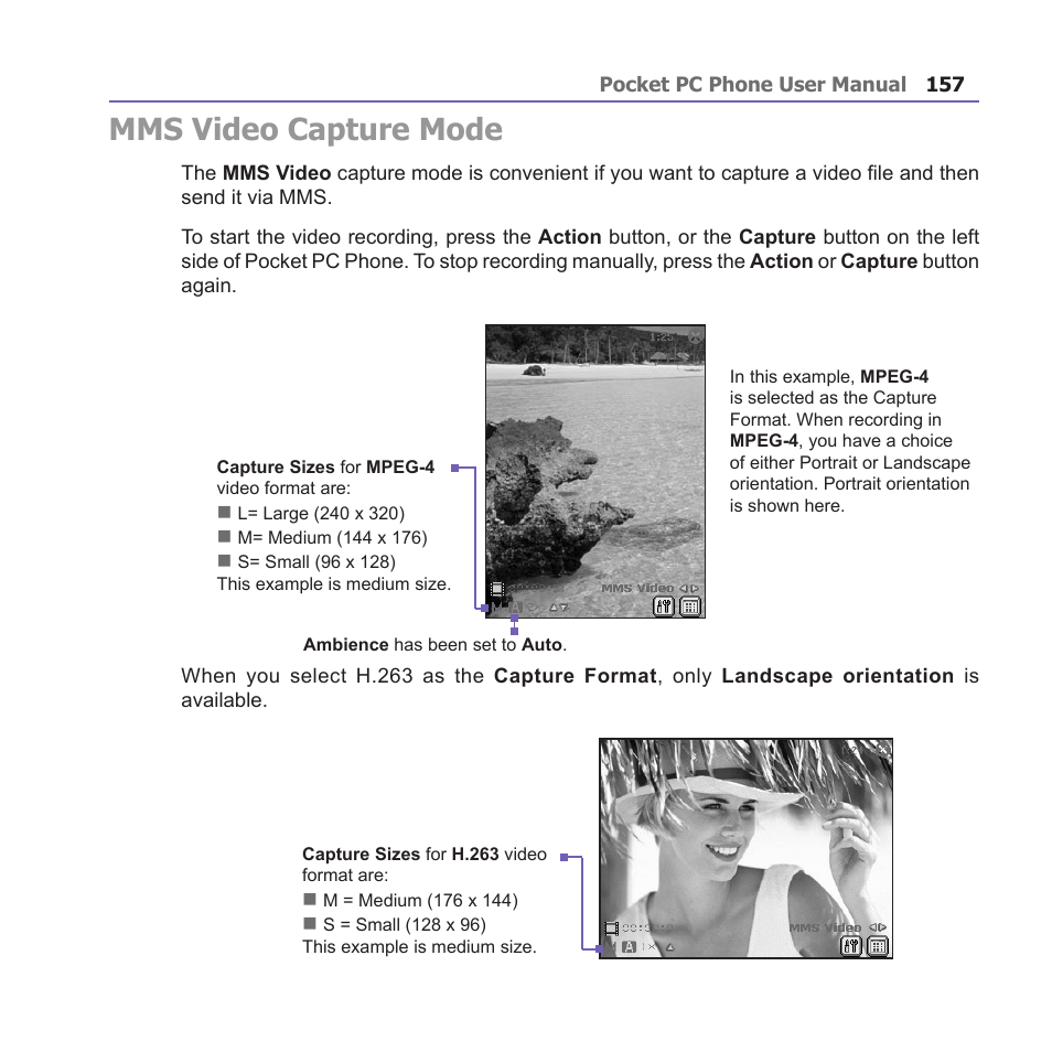 Mms video capture mode | i-mate PM10A User Manual | Page 157 / 200