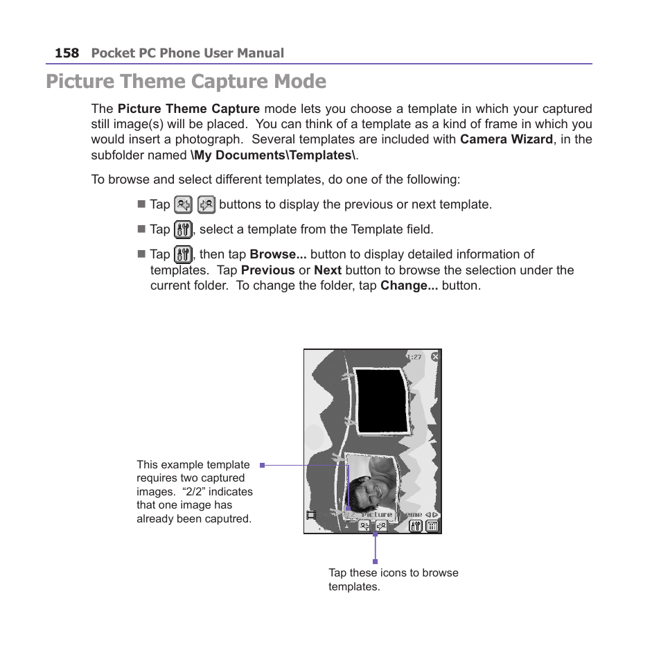 Picture theme capture mode | i-mate PM10A User Manual | Page 158 / 200