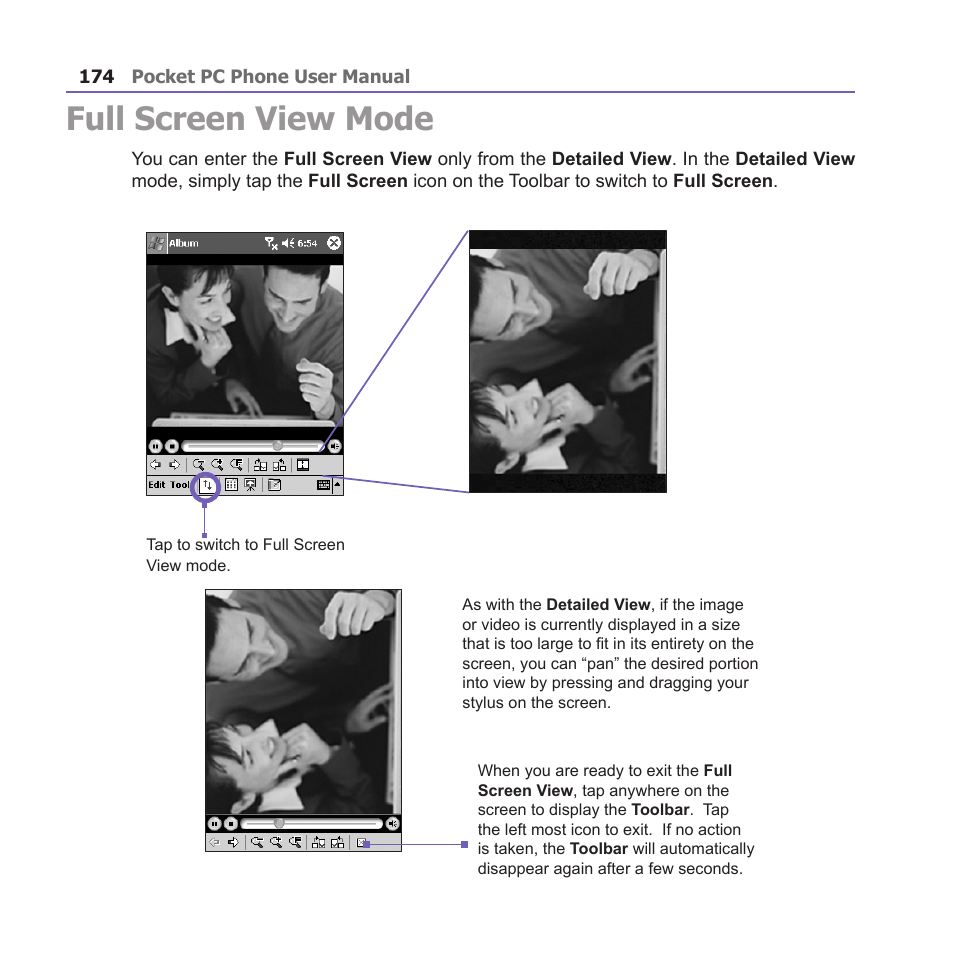 Full screen view mode | i-mate PM10A User Manual | Page 174 / 200