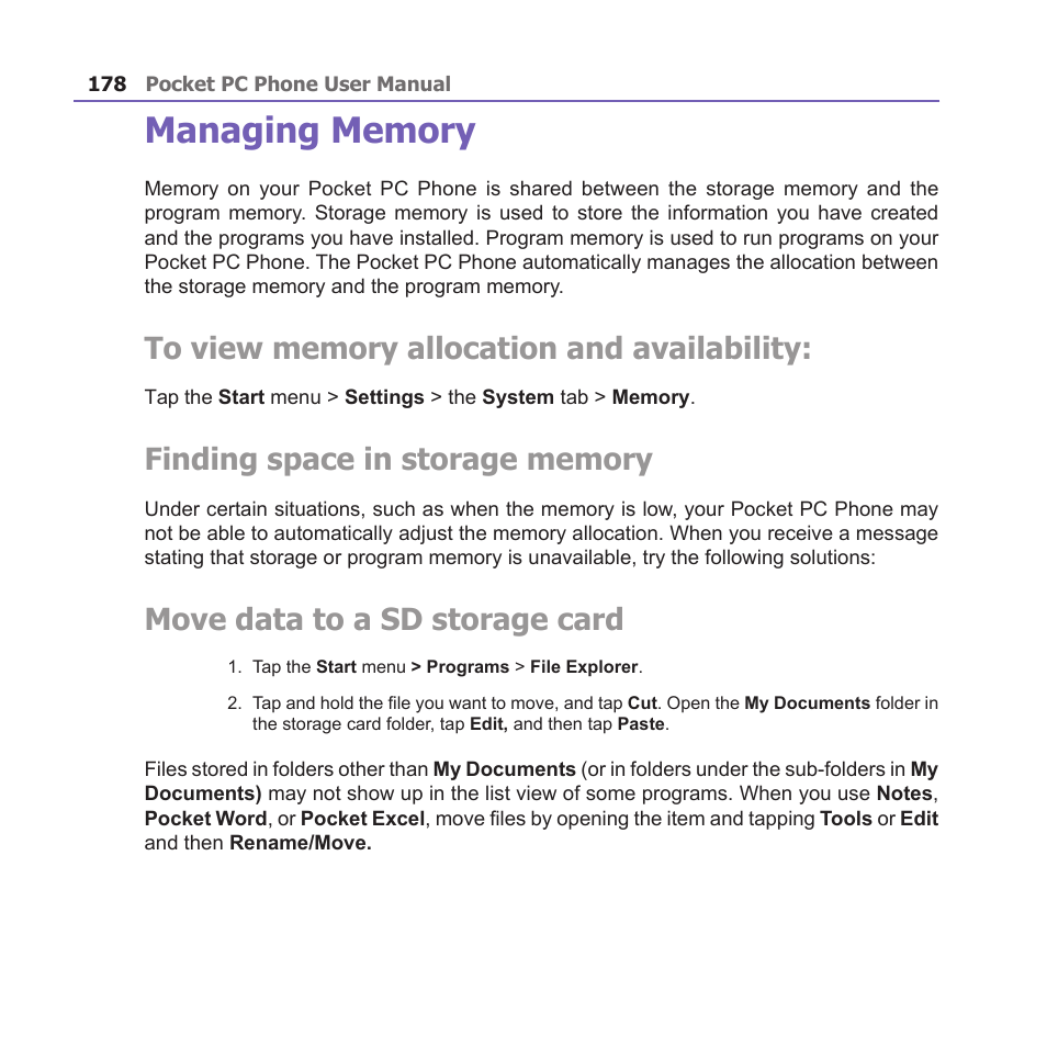 Move data to a sd storage card | i-mate PM10A User Manual | Page 178 / 200