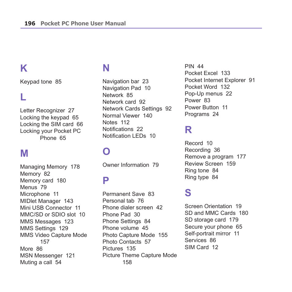 i-mate PM10A User Manual | Page 196 / 200