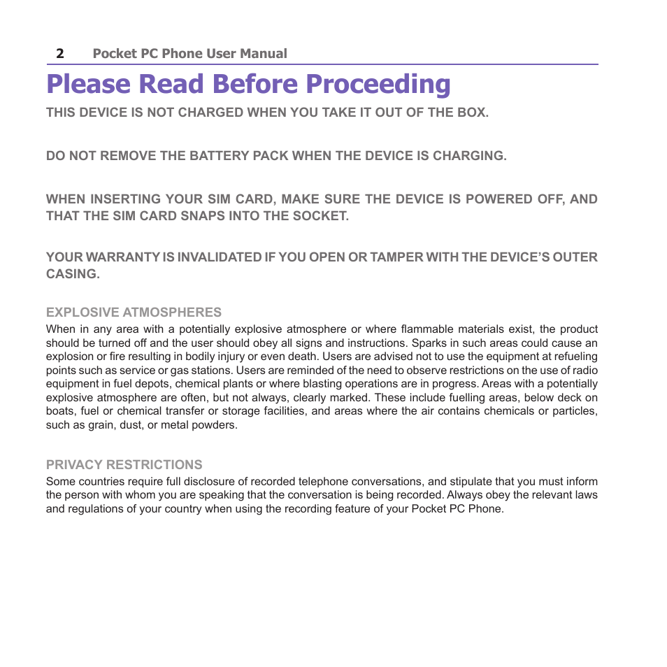 Please read before proceeding | i-mate PM10A User Manual | Page 2 / 200