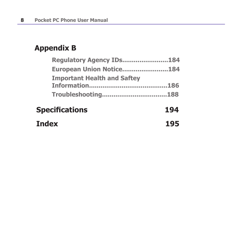 Appendix b | i-mate PM10A User Manual | Page 8 / 200