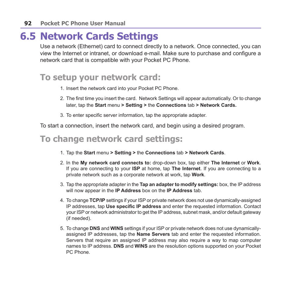 5 network cards settings | i-mate PM10A User Manual | Page 92 / 200