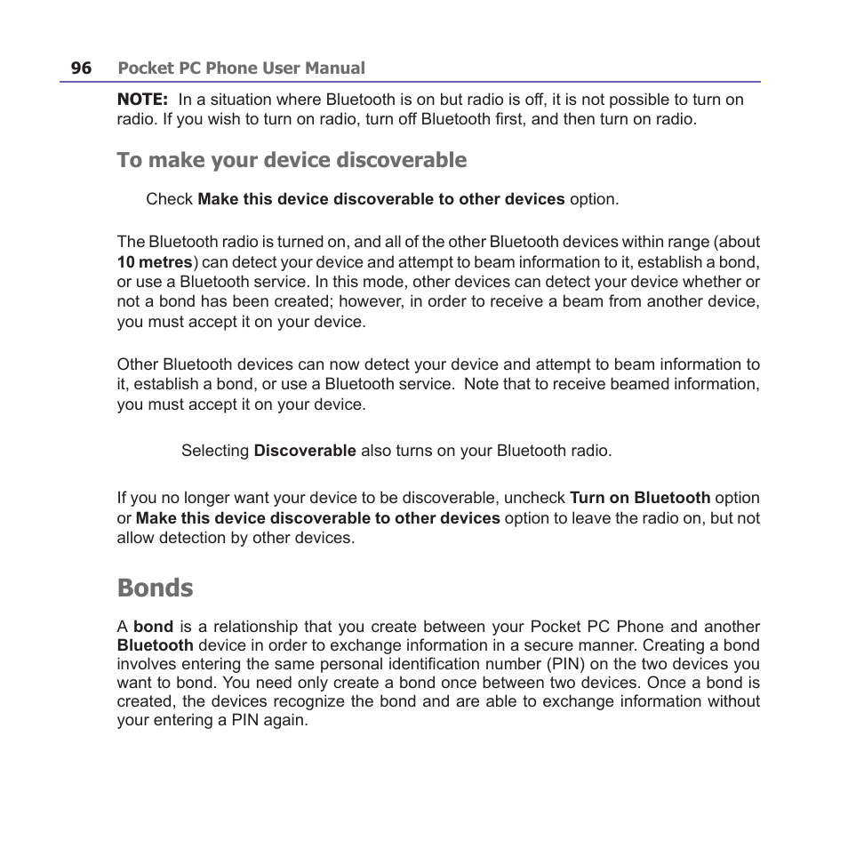 Bonds | i-mate PM10A User Manual | Page 96 / 200