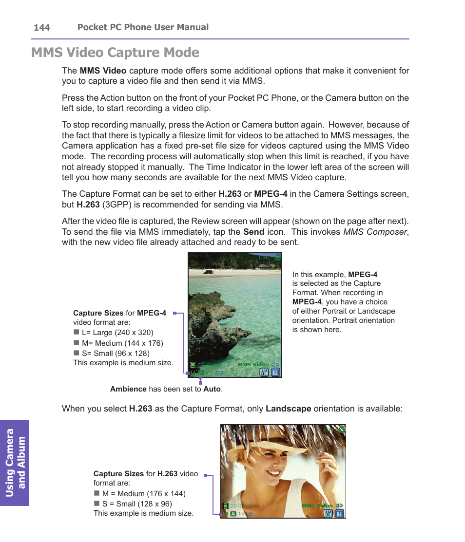 Mms video capture mode | i-mate PDA2 User Manual | Page 144 / 177