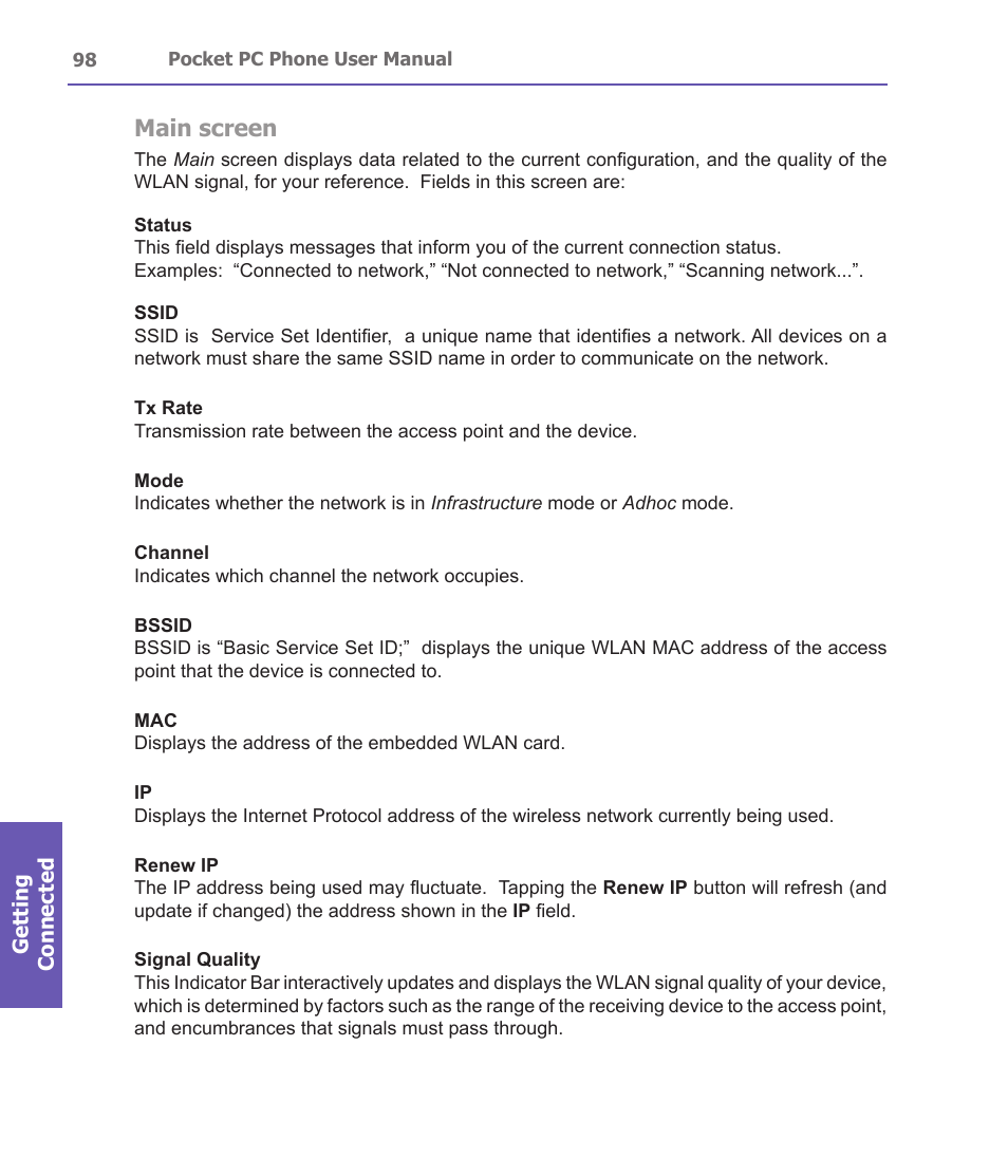 Main screen | i-mate PDA2 User Manual | Page 98 / 177